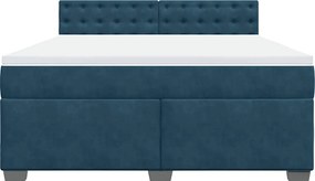 vidaXL Κρεβάτι Boxspring με Στρώμα Μπλε 180x200 εκ. Βελούδινο