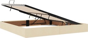 vidaXL LED Κρεβάτι αποθήκευσης με στρώμα Κρεμ 200 x 200 cm Ύφασμα