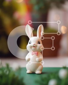 Intra Συλλεκτικό Ξύλινο Παζλ Plywood 4mm - Λευκό ειδώλιο λαγουδάκι σε πράσινα φυτά και λουλούδια Σε Ξύλινο Κουτί - Διαστάσεις: 10x10 cm – 25 κομμάτια