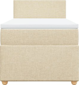 vidaXL Κρεβάτι Boxspring με Στρώμα Κρεμ 100 x 200 εκ. Υφασμάτινο