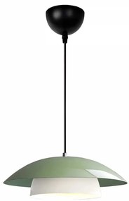 GloboStar® AURA 204-0119 Μοντέρνο Κρεμαστό Φωτιστικό Καμπάνα Μονόφωτο 1 x E27 IP20 Πράσινο & Λευκό Μέταλλο - Μ31 x Π31 x Υ27cm