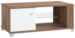 Τραπεζάκι Σαλονιού Burgundy  Λευκό - Flagstaff Oak - Λευκό Γυαλιστερό 118x60x48,5 εκ. 118x60x48.5 εκ.