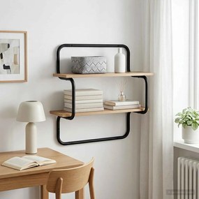 vidaXL Ράφι Τοίχου 2 Επιπέδων Artisan Δρυς 60 x 24,5 x 61 εκ