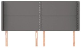 Κεφαλάρι με Πτερύγια Γκρι 183x16x118/128 εκ. Συνθετικό Δέρμα - Γκρι