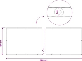 vidaXL Αδιάφανο σκίαστρο μπαλκονιού 180 x 600 cm