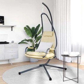 vidaXL Κρεμαστή καρέκλα αυγό Μπεζ 94 x 107 x 196,5 εκ. Ατσάλι