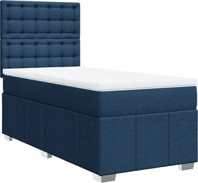 vidaXL Κρεβάτι Boxspring με Στρώμα Μπλε 100 x 200 εκ. Υφασμάτινο