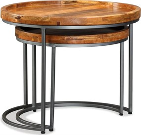 vidaXL Σετ Βοηθητικά Τραπεζάκια 2 τεμ. από Μασίφ Ξύλο Μάνγκο