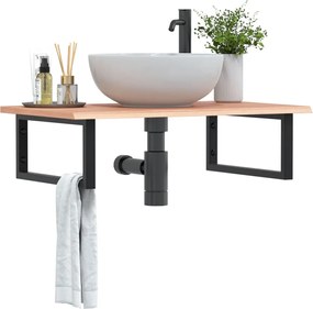 vidaXL Ράφι Νιπτήρα Τοίχου από Ατσάλι / Μασίφ Ξύλο Δρυός