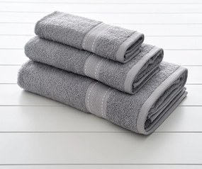 Πετσέτες Zeta-1 (Σετ 3τμχ) Grey Vesta Home Σετ Πετσέτες 70x140cm 100% Βαμβάκι