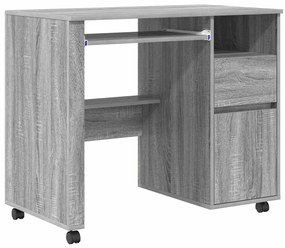 vidaXL Γραφείο με Ρόδες Γκρι 91 x 50 x 77 εκ. Επεξεργασμένο ξύλο