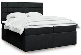 vidaXL Κρεβάτι Boxspring με Στρώμα Μαύρο 200x200 εκ. Υφασμάτινο