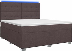 vidaXL Κρεβάτι box spring με στρώμα Σκούρο Καφέ 140 x 190 cm Ύφασμα