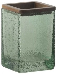 Ποτήρι Για Οδοντόβουρτσες AH-BA74093 7,5x11cm Green Martele Andrea House Wood, Glass