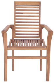 Καρέκλες Τραπεζαρίας 4 τεμ. Ξύλο Teak &amp; Μαξιλάρια Σχέδιο Φύλλων - Καφέ