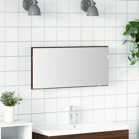 Καθρέφτης μπάνιου vidaXL με φώτα LED Καφέ Δρυς 80x37 εκ.