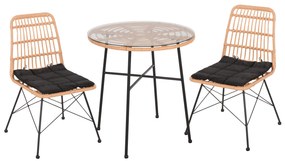 ΣΕΤ ΕΞΩΤΕΡΙΚΟΥ ΧΩΡΟΥ 3ΤΜΧ ALLEGRA HM10477 WICKER ΜΠΕΖ-ΜΕΤΑΛΛΟ ΜΑΥΡΟ