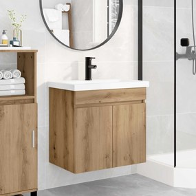 vidaXL Μονάδα μπάνιου με βρύση Artisan Δρυς 61 x 40 x 74,5 εκ.
