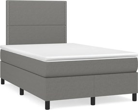 vidaXL Κρεβάτι Boxspring με Στρώμα Σκούρο Γκρι 120x200 εκ. Υφασμάτινο
