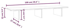 Βάση Οθόνης Λευκή 100x27x15 εκ. από Μασίφ Ξύλο Πεύκου - Λευκό