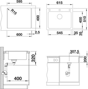 Blanco Naya 6 - Νεροχύτης Κουζίνας Γρανίτη 61,5x51 - White