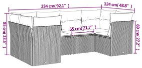 vidaXL Σαλόνι Κήπου Σετ 6 Τεμαχίων Γκρι Συνθετικό Ρατάν με Μαξιλάρια