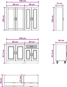 vidaXL Μονάδα κουζίνας KALMAR 4 pcs Παλαιωμένο ξύλο Επεξεργασμένο Ξύλο
