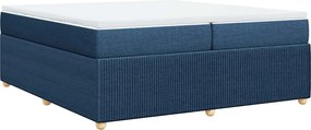 vidaXL Κρεβάτι Boxspring με Στρώμα Μπλε 200x200 εκ. Υφασμάτινο