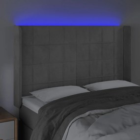 Κεφαλάρι Κρεβατιού LED Ανοιχτό Γκρι 147x16x118/128εκ. Βελούδινο 3124096