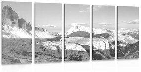 Εικόνα 5 μερών όμορφη θέα από τα βουνά σε ασπρόμαυρο - 100x50