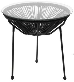 Τραπέζι Φ.50cm Μετ.Μαύρo, ACAPULCO Plastic Rattan Μαύρο