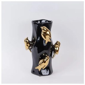 Βάζο Κεραμικό Μαύρο &amp; Χρυσό 20x20x31cm 752-20407 Estheti-752-20407-Μαύρο-Χρυσό 752-20407