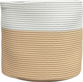 vidaXL Καλάθι Αποθήκευσης Μπεζ και Λευκό Ø40 x 35 εκ. Βαμβακερό