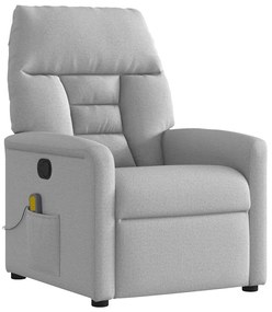 vidaXL καρέκλα ανάκλισης μασάζ Cloud Grey Fabric
