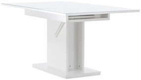 Τραπέζι Dallas 3749, Άσπρο, 76x90x120cm, Επιμήκυνση, Ινοσανίδες μέσης πυκνότητας, Επεξεργασμένο γυαλί | Epipla1.gr