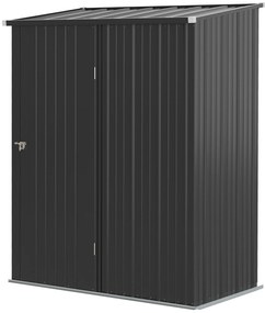 Outsunny Αποθήκη Κήπου, Αποθήκη Εργαλείων, Κλειδούμενη Πόρτα, Ανθεκτική στις Καιρικές Συνθήκες, Περιλαμβάνει Ράφια, 161,5 x 94,5 x 196 εκ., Μαύρο