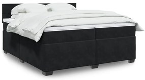 vidaXL Κρεβάτι Boxspring με Στρώμα Μαύρο 200x200 εκ. Βελούδινο