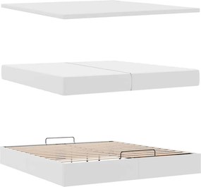 vidaXL Οθωμανικό κρεβάτι με στρώματα Λευκό 200x200cm Faux Leather