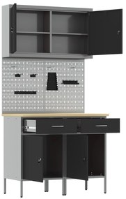 vidaXL Σετ 5 τεμαχίων ντουλάπας και πίνακα ανακοινώσεων Μαύρο MDF και Μέταλλο