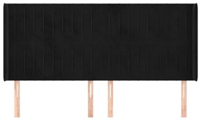 Κεφαλάρι με Πτερύγια Μαύρο 183x16x118/128 εκ. Βελούδινο - Μαύρο
