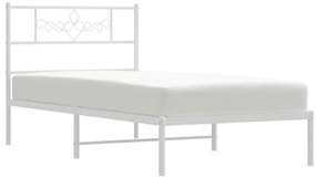 vidaXL Πλαίσιο Κρεβατιού Χωρ. Στρώμα&amp;Κεφαλάρι Λευκό 75x190 εκ. Μέταλλο