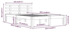 Πλαίσιο Κρεβατιού Λευκό 120 x 200 εκ. από Μασίφ Ξύλο - Λευκό