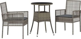 vidaXL Σέτ φαγητού για κήπο 3 pcs Γκρι συνθετικό ρατάν