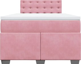 vidaXL Κρεβάτι Boxspring με Στρώμα Ροζ 120x190 εκ. Βελούδινο