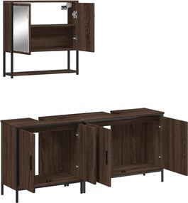 vidaXL Σετ Επίπλων Μπάνιου 3 Τεμαχίων Καφέ Δρυς από Τεχν. Ξύλο