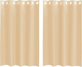 vidaXL Voile κουρτίνες με ροδέλες 2 τεμάχια Χρώμα Άμμου