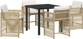 vidaXL Σέτ φαγητού για κήπο 5 pcs Μπεζ συνθετικό ρατάν