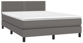 ΚΡΕΒΑΤΙ BOXSPRING ΜΕ ΣΤΡΩΜΑ &amp; LED ΓΚΡΙ 140X190 ΕΚ. ΣΥΝΘ. ΔΕΡΜΑ 3134163