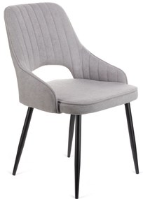 Καρέκλα Tiate γκρι μπουκλέ ύφασμα-πόδι μαύρο μέταλλο 47x51x83