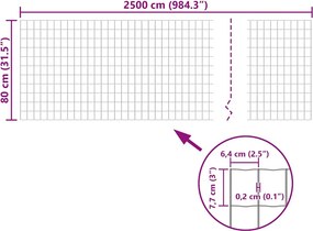 vidaXL Συρματόπλεγμα Γκρι 25 x 0,8 μ. Ατσάλινο